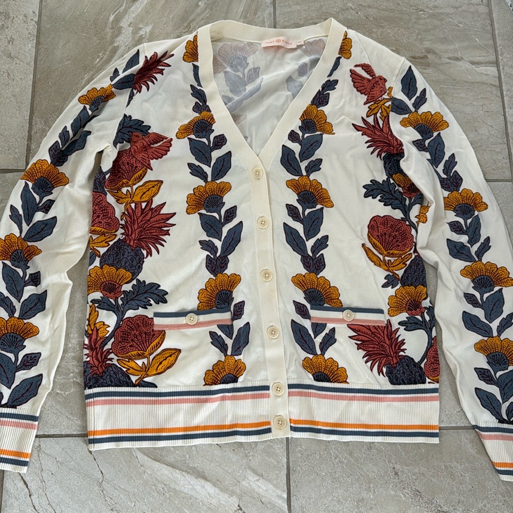 Tory Burch floral cardigan, Size Medium